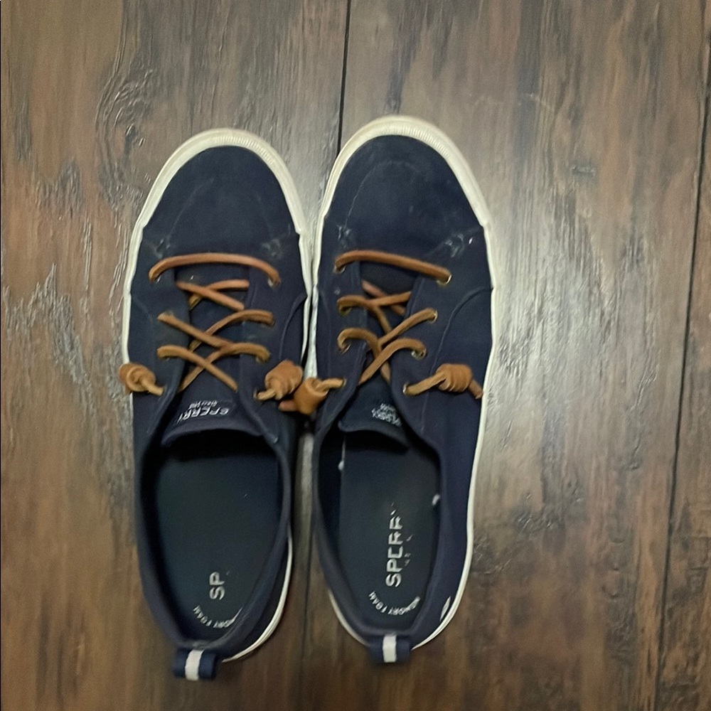 Sperry Blue and Brown Boat Shoes with Classic Lace-Up Design